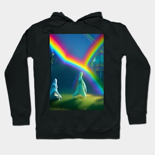 2 GHOSTS DANCING UNDER HALLOWEEN RAINBOW Hoodie